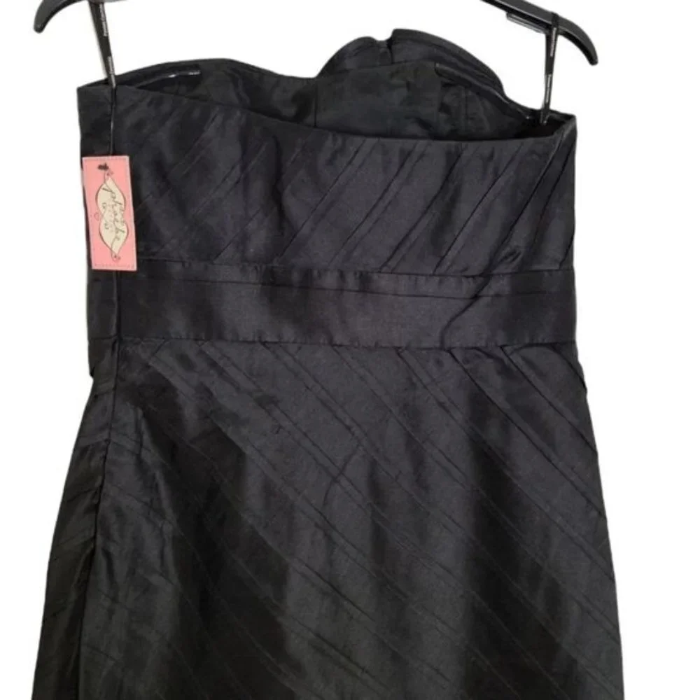 PHOEBE COUTURE Black 100% Silk Elegant Strapless Cocktail Dress Size 4 - Picture 12 of 16